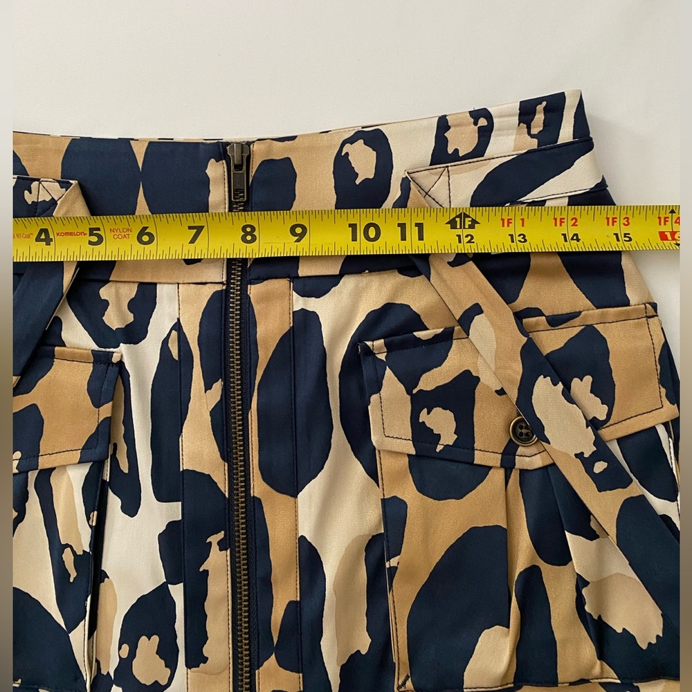 Diane von Furstenberg DVF Skirt Silk Pencil Leopard Print Sand/Navy NWT size 8 - Picture 10 of 12